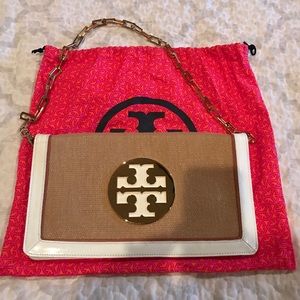 Authentic white and beige Tory Burch purse